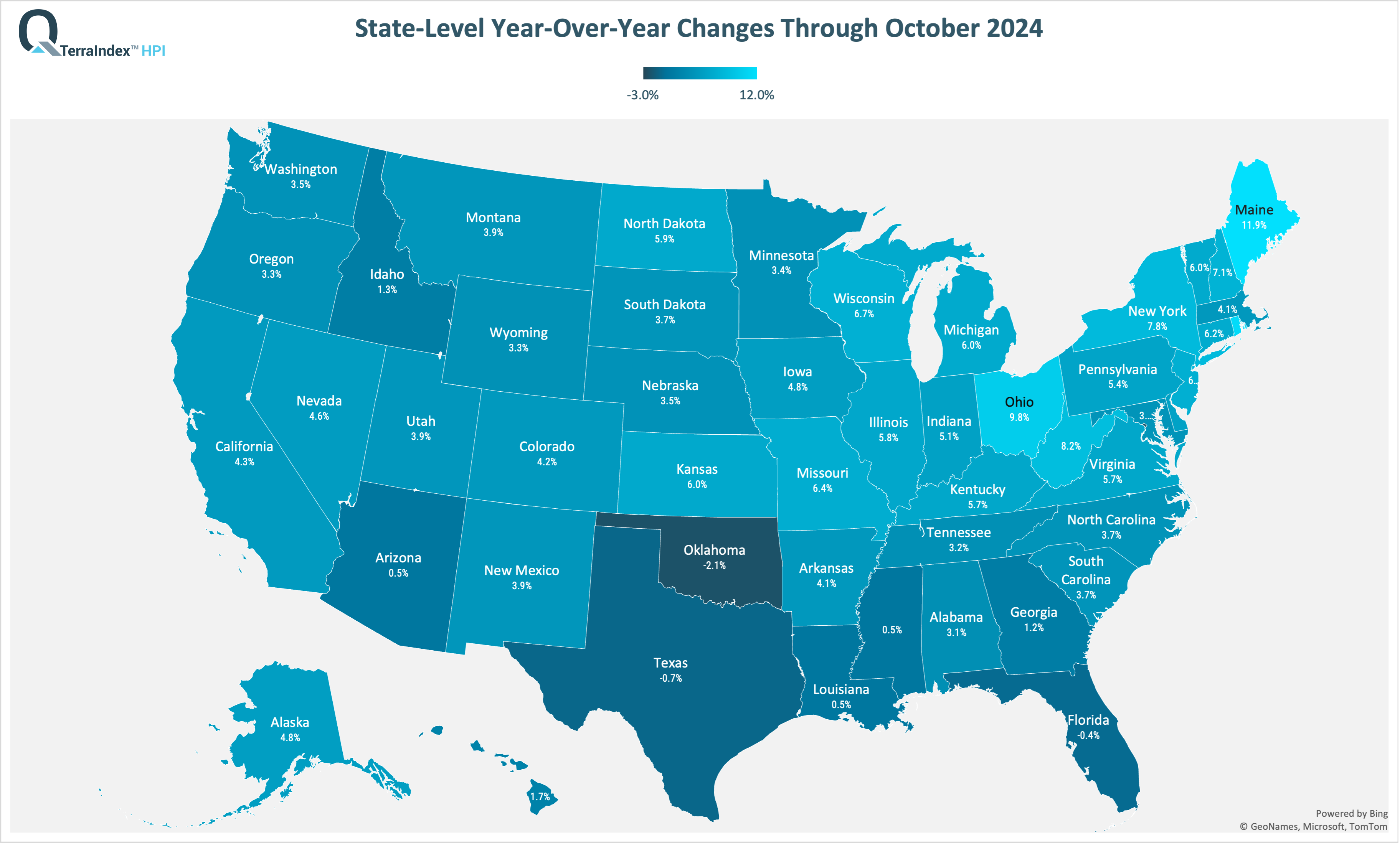 TerraIndex™ HPI State YoY Oct 2024